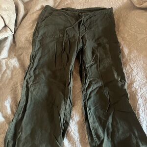 Phanuel Olive Drawstring Linen Blend Pants